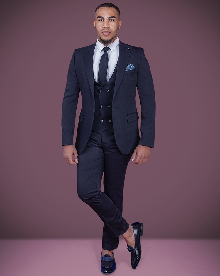 3-Piece Navy Blue Slim Fit Suit – House of Gentlemen BW