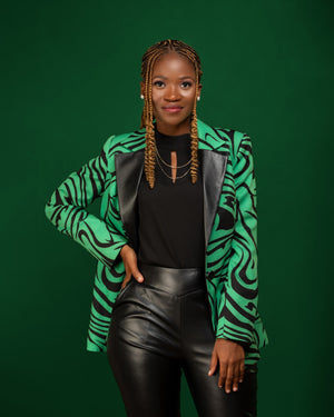 Ladies - 3 Piece Green Pattern Suit