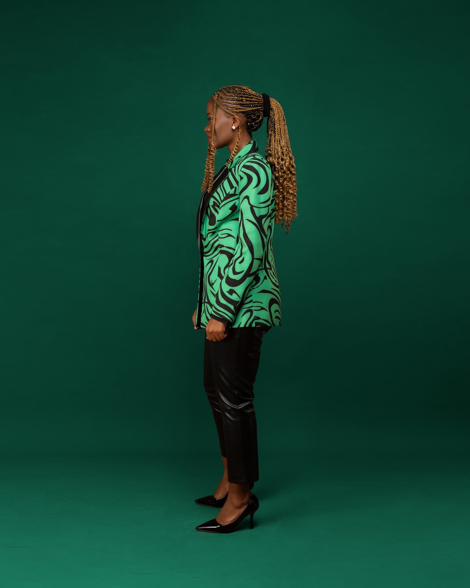 Ladies - 3 Piece Green Pattern Suit