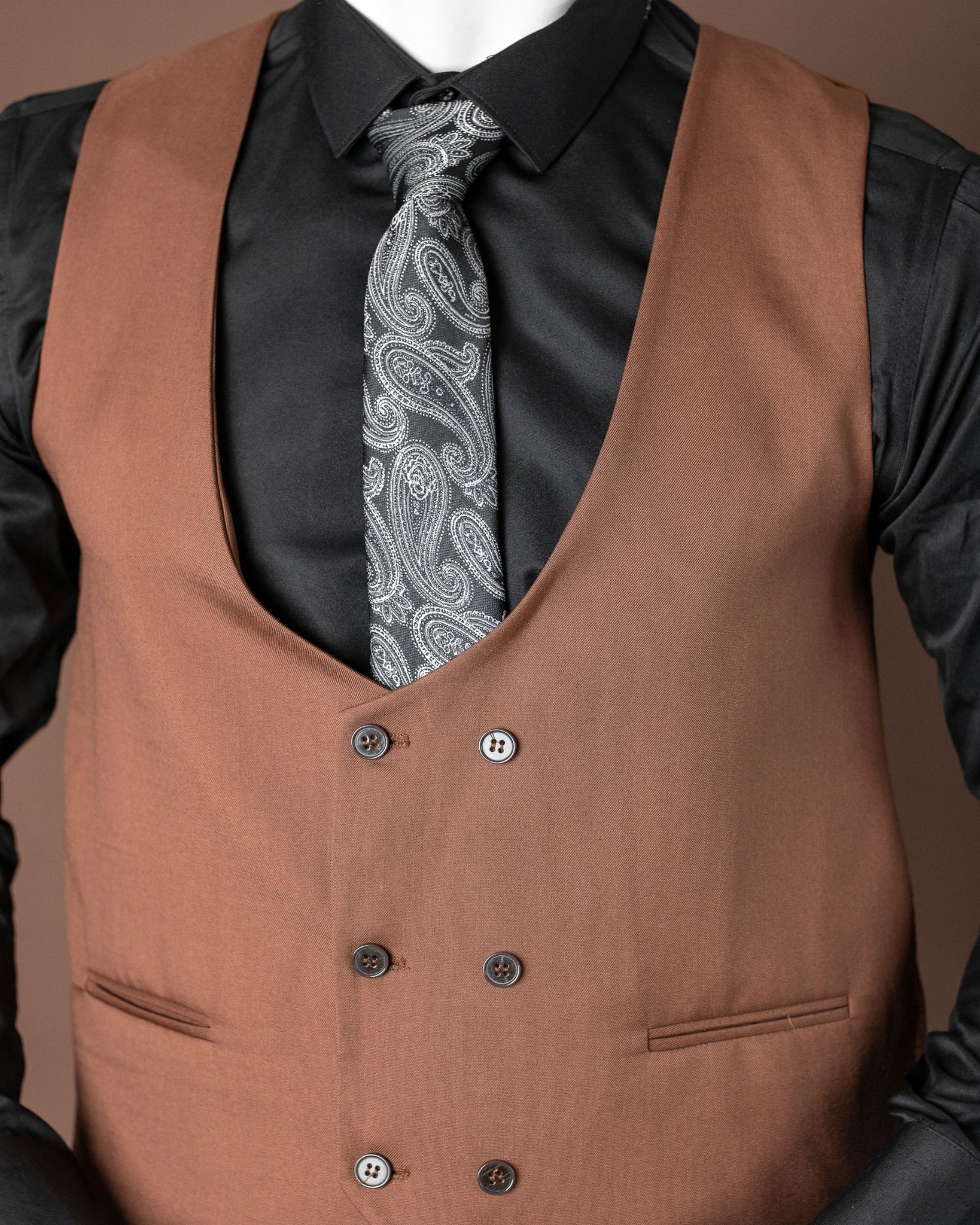 3-Piece Coffee Brown Slim Fit Suit