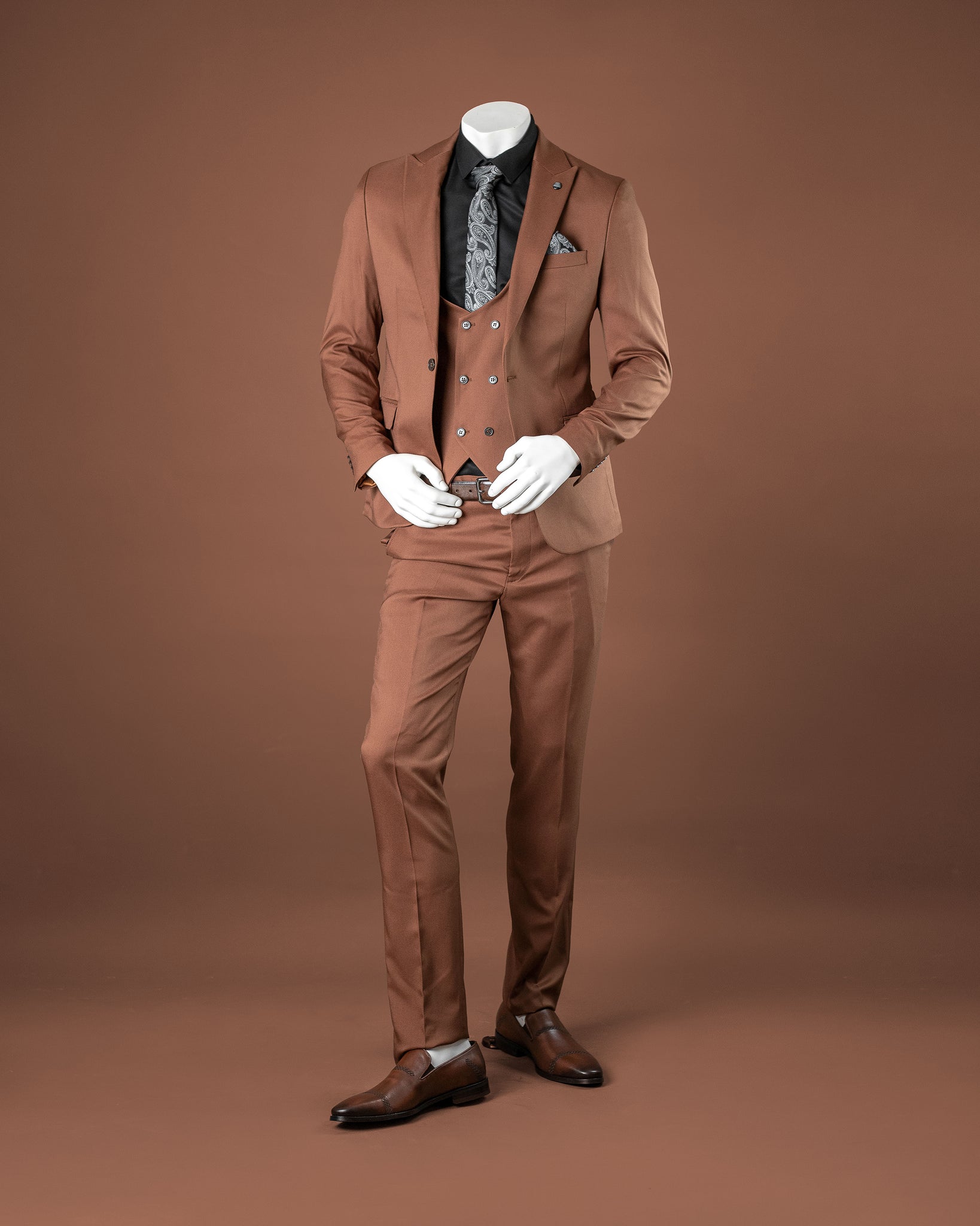 Digital Printed Muslin Silk Pakistani Suit in Brown : KCH7752