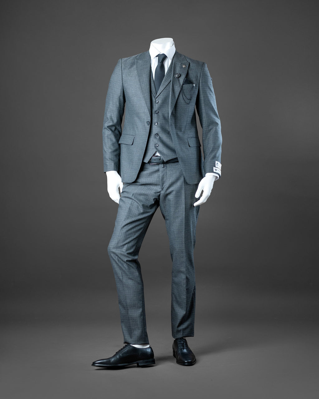 3-Piece Charcoal Grey Slim Fit Suit