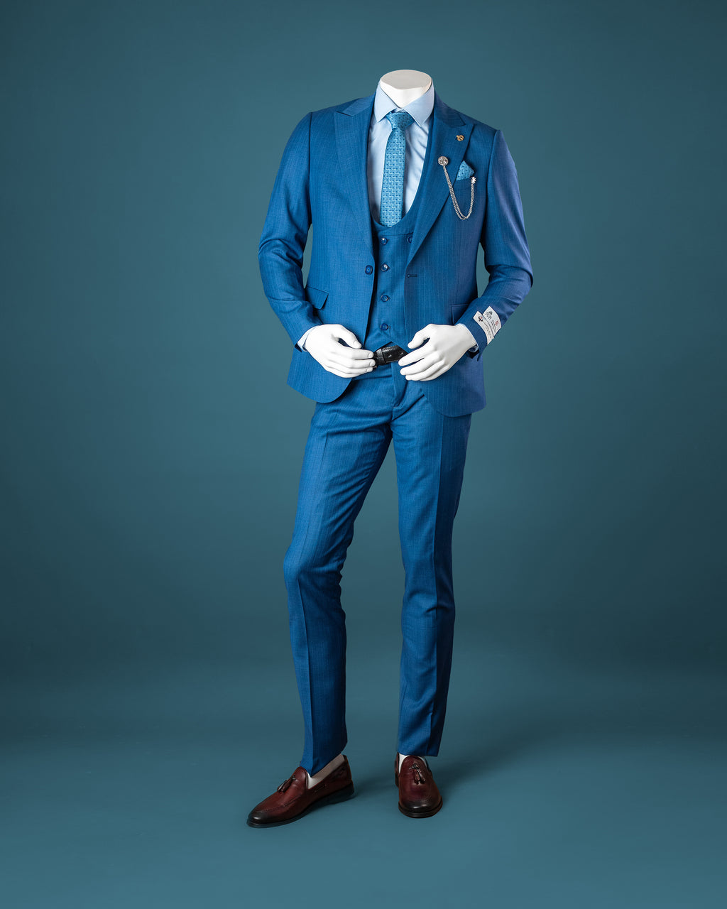 3-Piece Royal Blue Slim Fit Suit