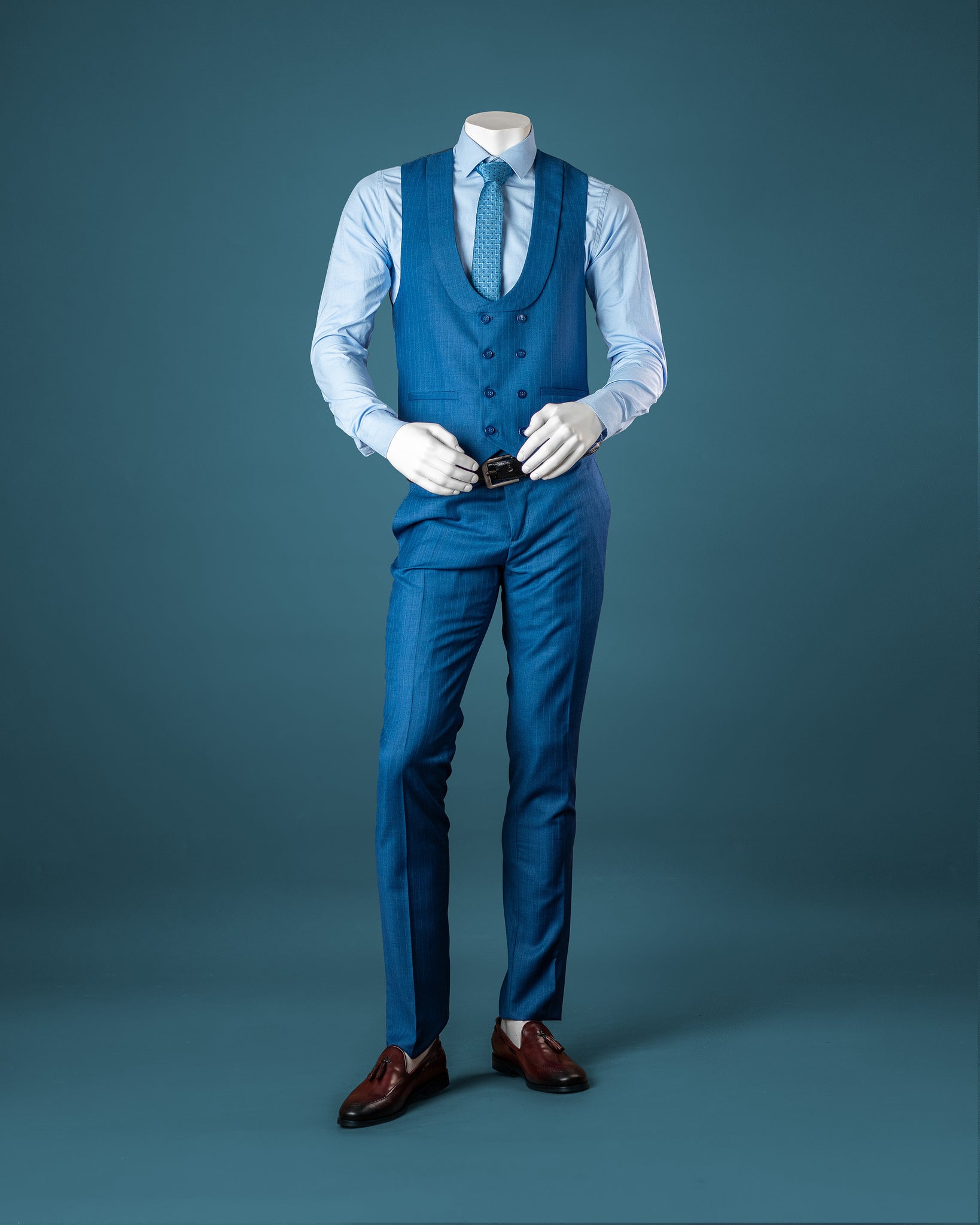3-Piece Royal Blue Slim Fit Suit