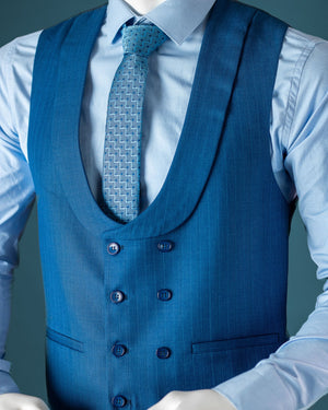 3-Piece Royal Blue Slim Fit Suit