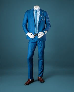 3-Piece Royal Blue Slim Fit Suit