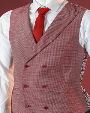 3-Piece Grey Burgundy Checkered SuperSuit
