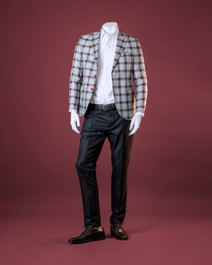 3-Piece Grey Burgundy Checkered SuperSuit