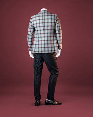 3-Piece Grey Burgundy Checkered SuperSuit