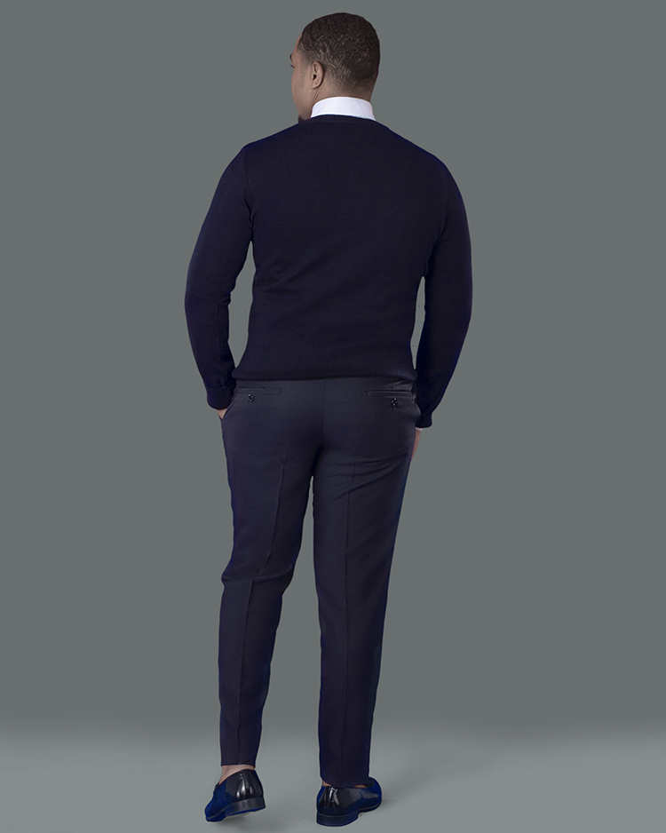 Navy Blue V Neck Slim Fit Jersey
