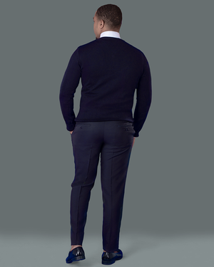 Navy Blue V Neck Slim Fit Jersey