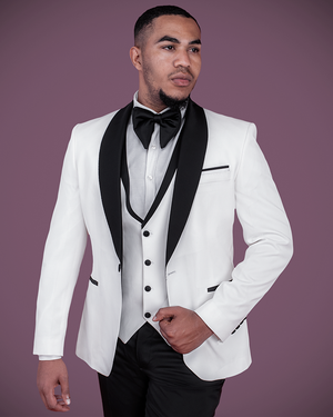 White tuxedo with hot sale black lapel