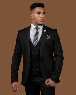 Black slim fit suit deals