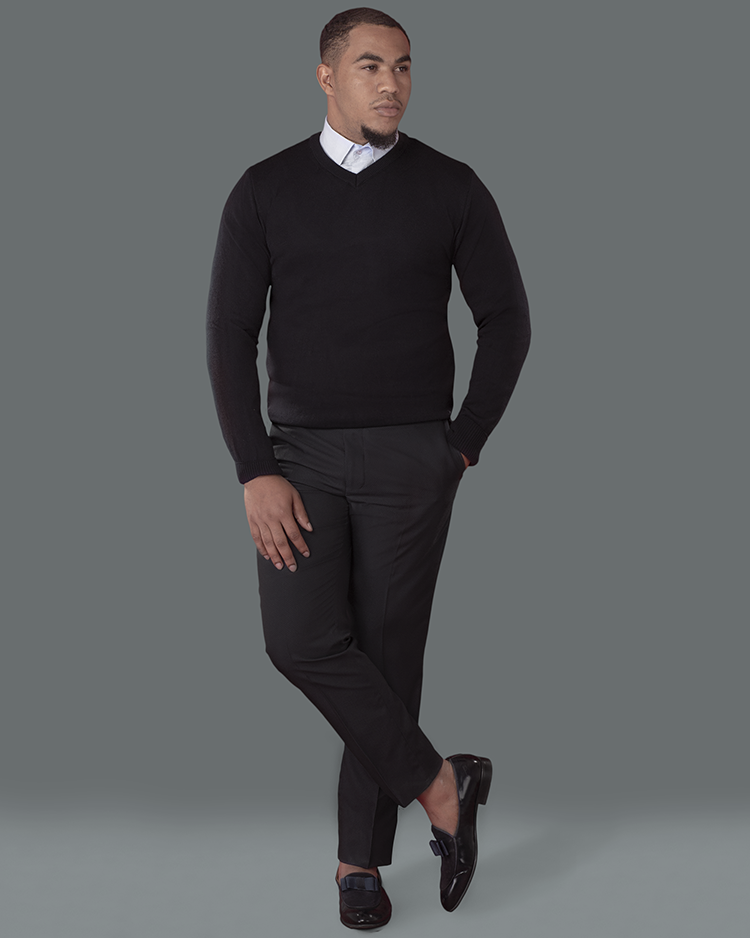 Black Slim Fit Jersey (V Neck)