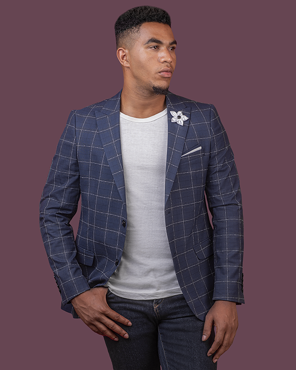 Light blue 2025 checkered blazer