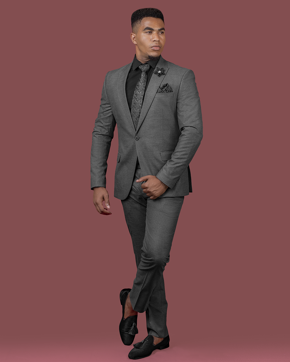 Mens dark grey slim fit suit discount