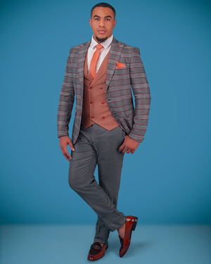 3-Piece Grey Checkered Super-Suit