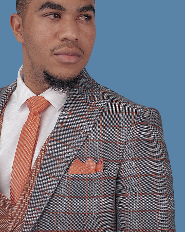 3-Piece Grey Checkered Super-Suit