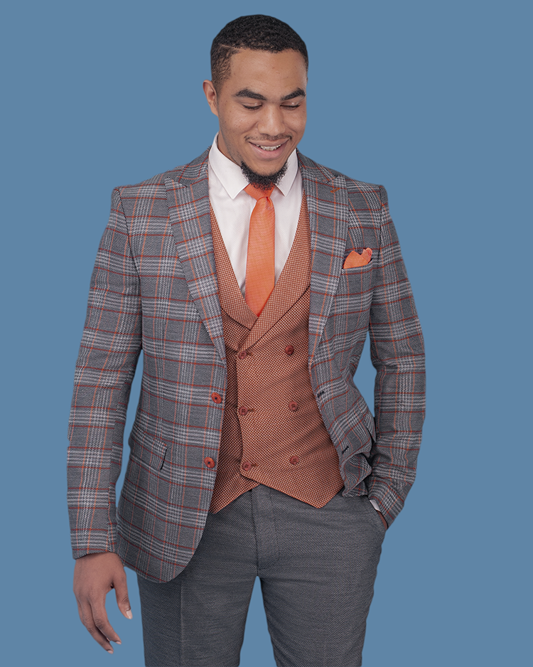 3-Piece Grey Checkered Super-Suit