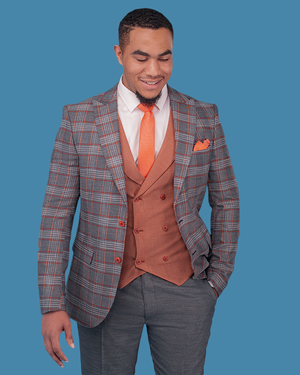 3-Piece Grey Checkered Super-Suit