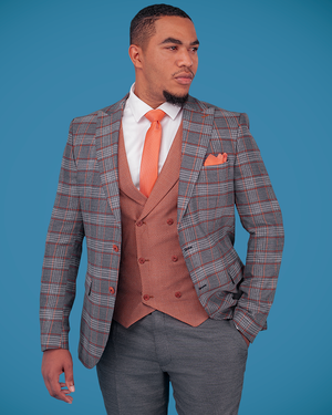 3-Piece Grey Checkered Super-Suit
