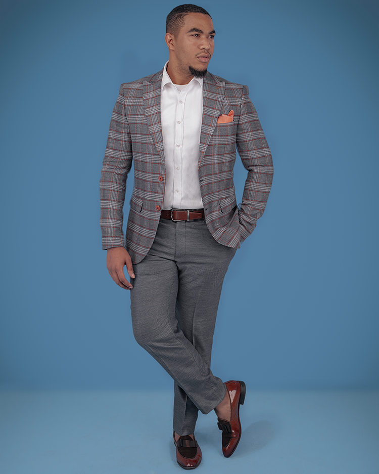 3-Piece Grey Checkered Super-Suit