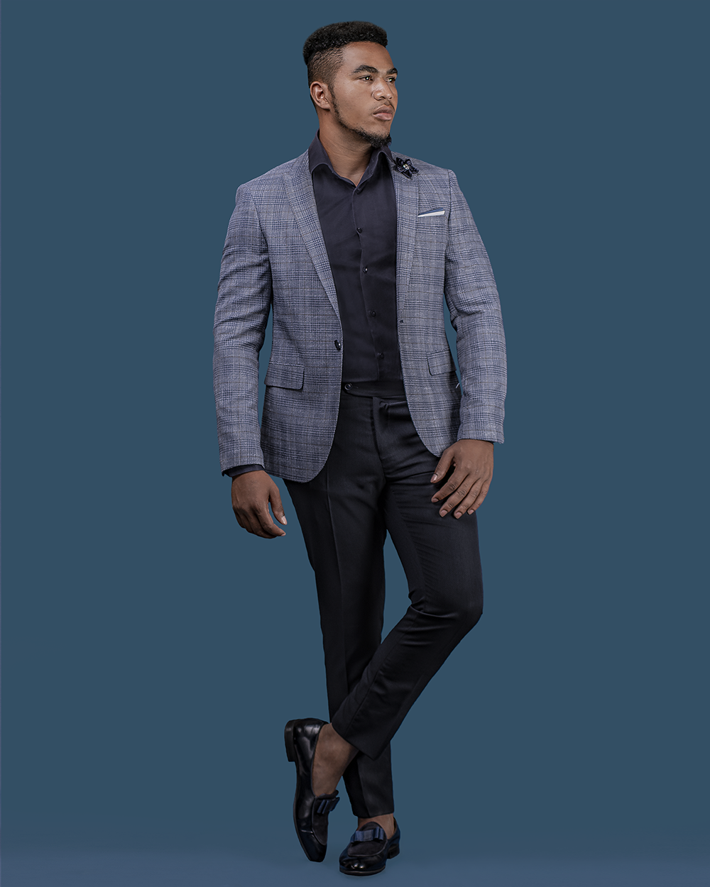 Light blue plaid clearance blazer