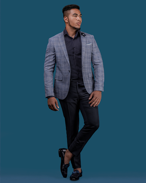 Light Blue Checkered Blazer House of Gentlemen BW