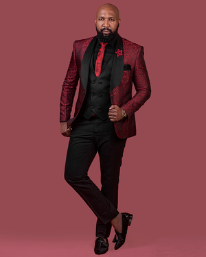 Maroon 2025 tuxedo blazer