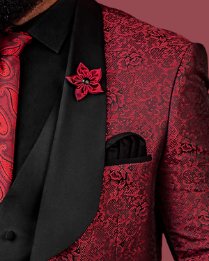 Maroon and 2025 white tuxedo