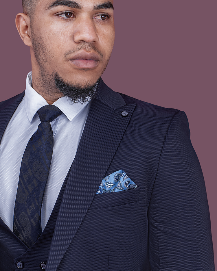 3-Piece Navy Blue  Slim Fit Suit