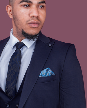 3-Piece Navy Blue  Slim Fit Suit