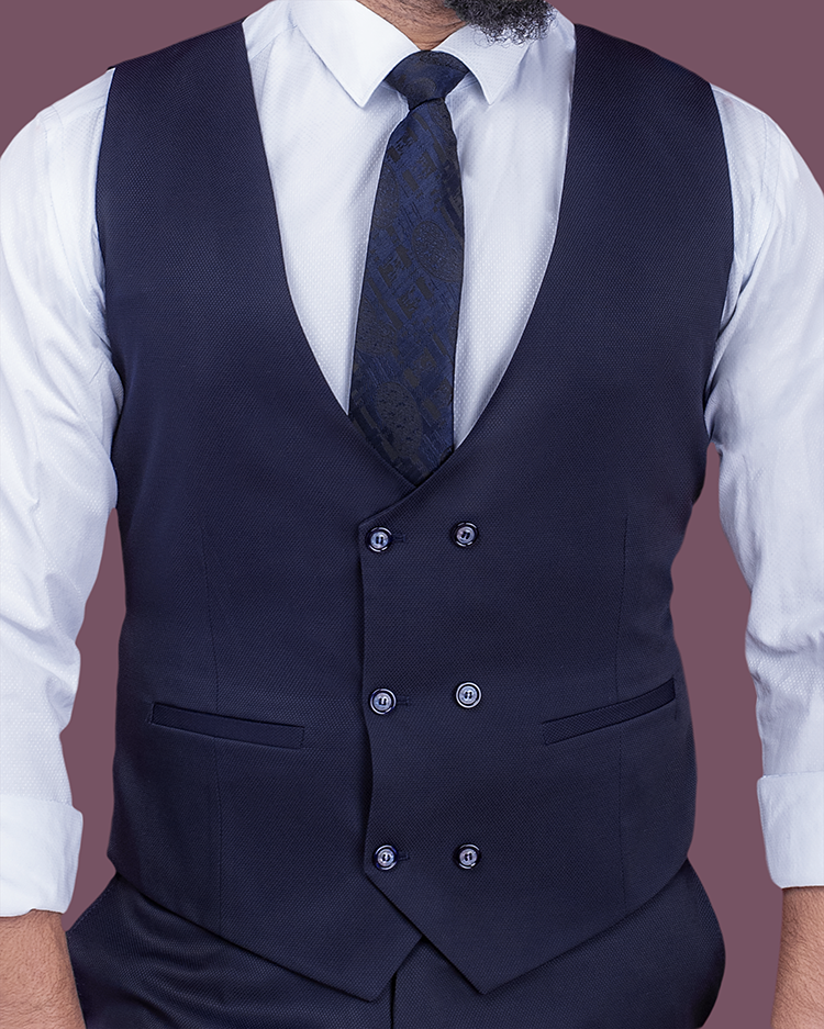 3-Piece Navy Blue  Slim Fit Suit
