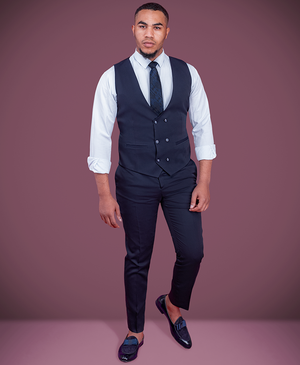 3-Piece Navy Blue  Slim Fit Suit
