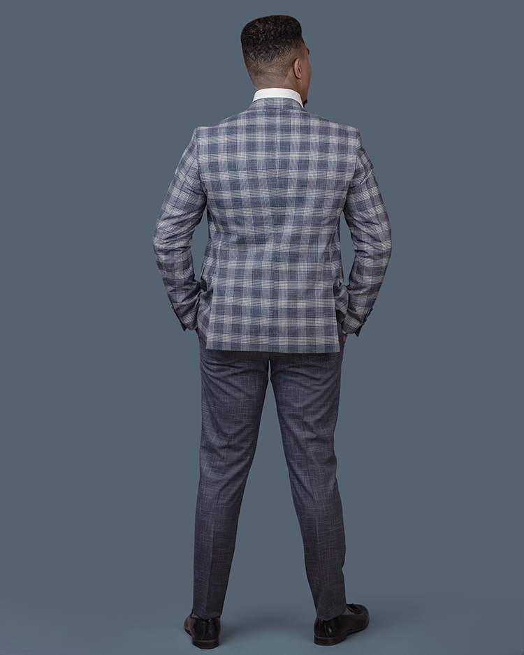 3-Piece Navy Blue Checkered SuperSuit