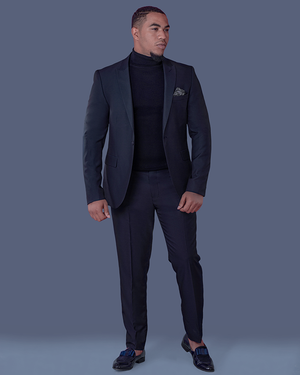 Navy Blue Slim Fit Poloneck