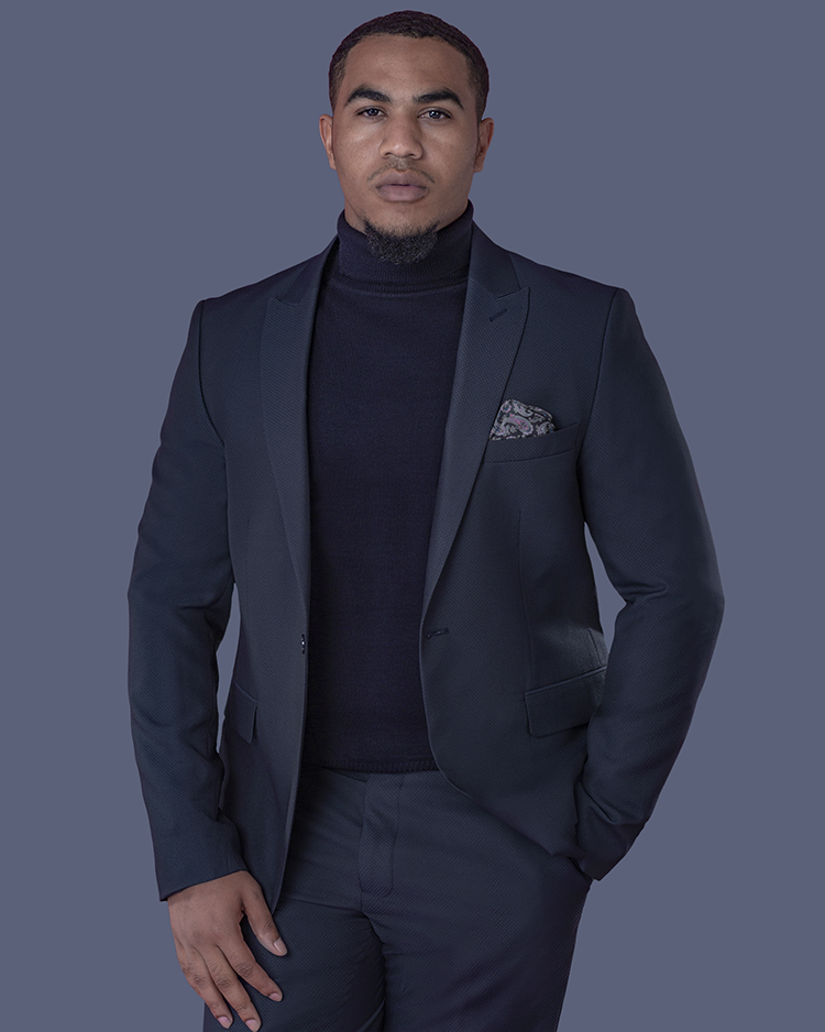 Navy Blue Slim Fit Poloneck