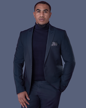 Navy Blue Slim Fit Poloneck