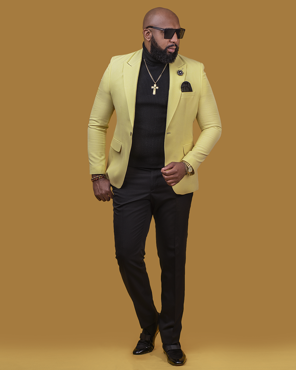 Yellow Slim Fit Blazer
