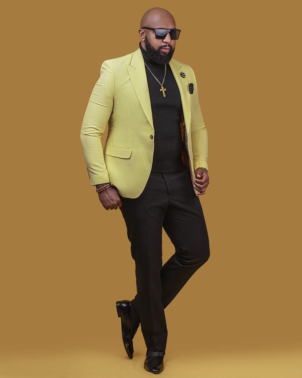 Yellow shirt sales with blazer